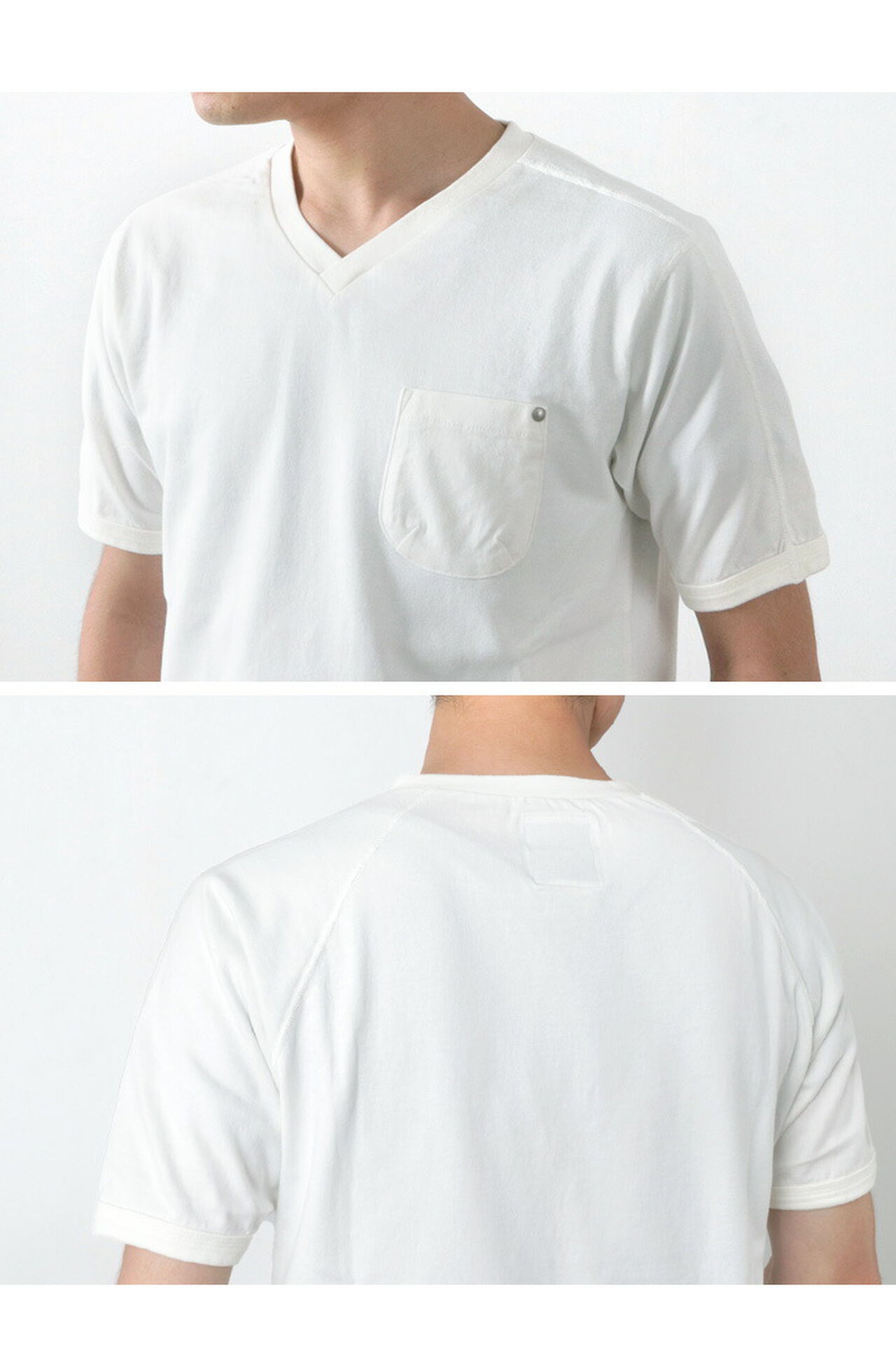 Split raglan pocket V-neck T-shirt,, large image number 7