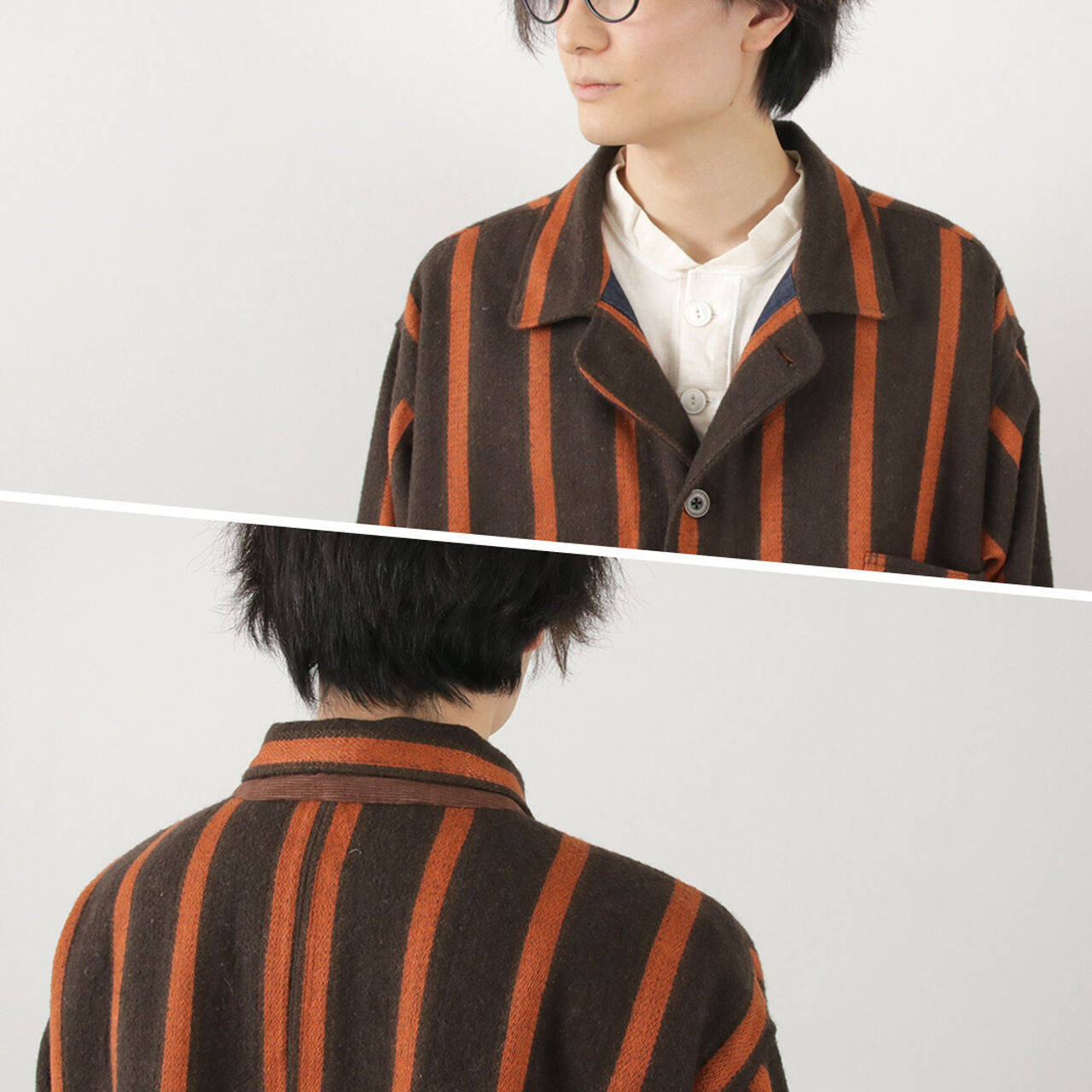 Old School Stripe Loose Fit Coverall Coat,, large image number 7
