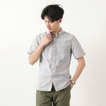 Yellow Stitched Short Sleeve Button Down Shirt,Grey, swatch