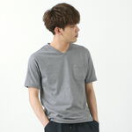 Split raglan pocket V-neck T-shirt,Charcoal, swatch