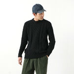 Aran Crew Neck Sweater,Black, swatch
