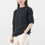 Cotton Fitted Seamless Knit Tee,Navy, swatch