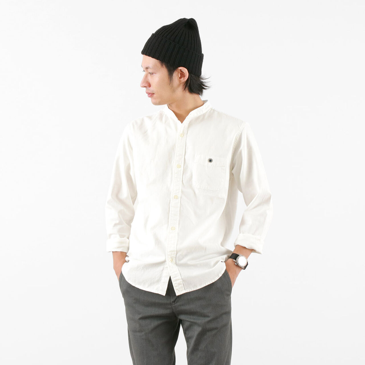 Special Order Ox Band Collar Shirt,White, large image number 0