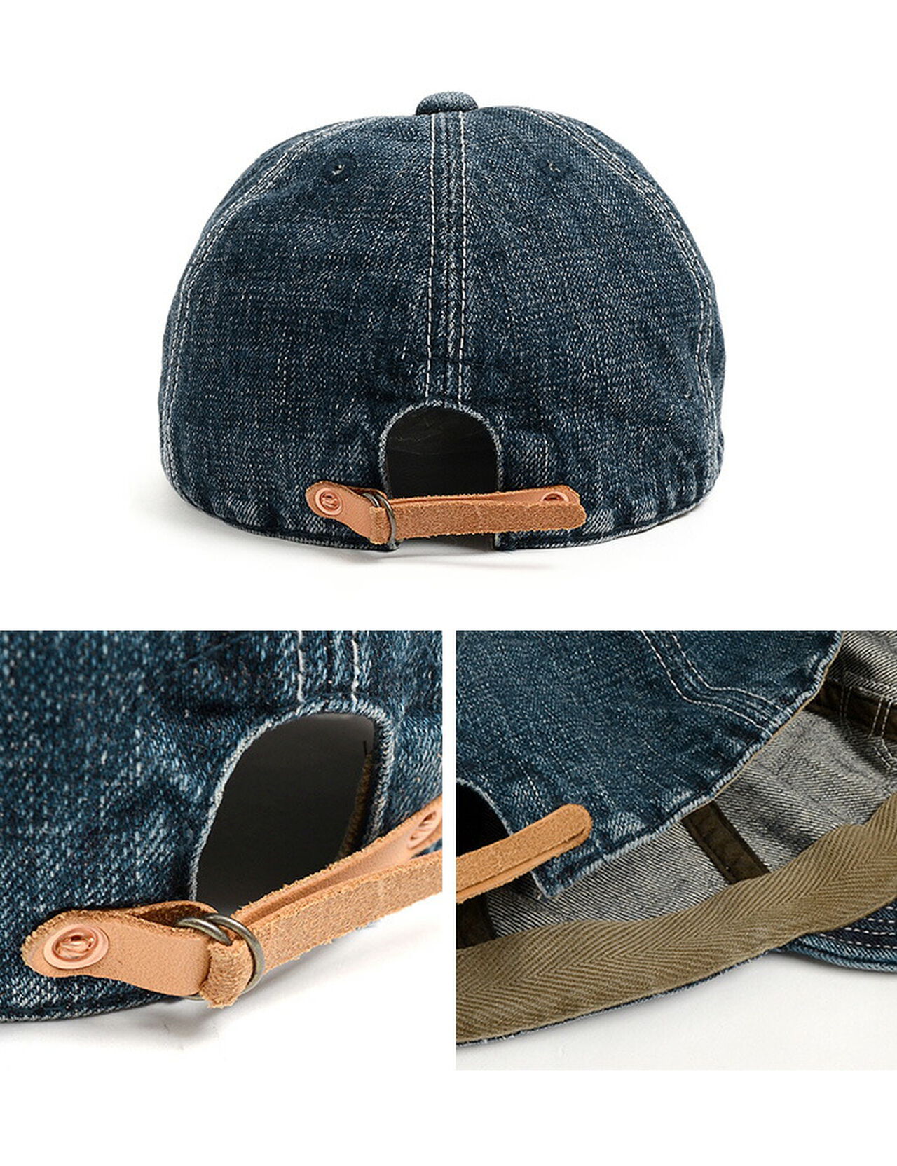 Special order selvage denim cap with initials badge,, large image number 9