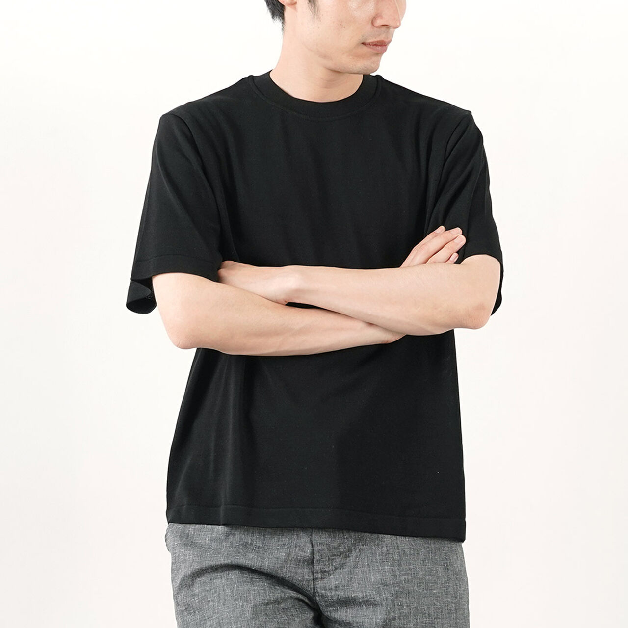 Silk Knit T-Shirt,Black, large image number 0