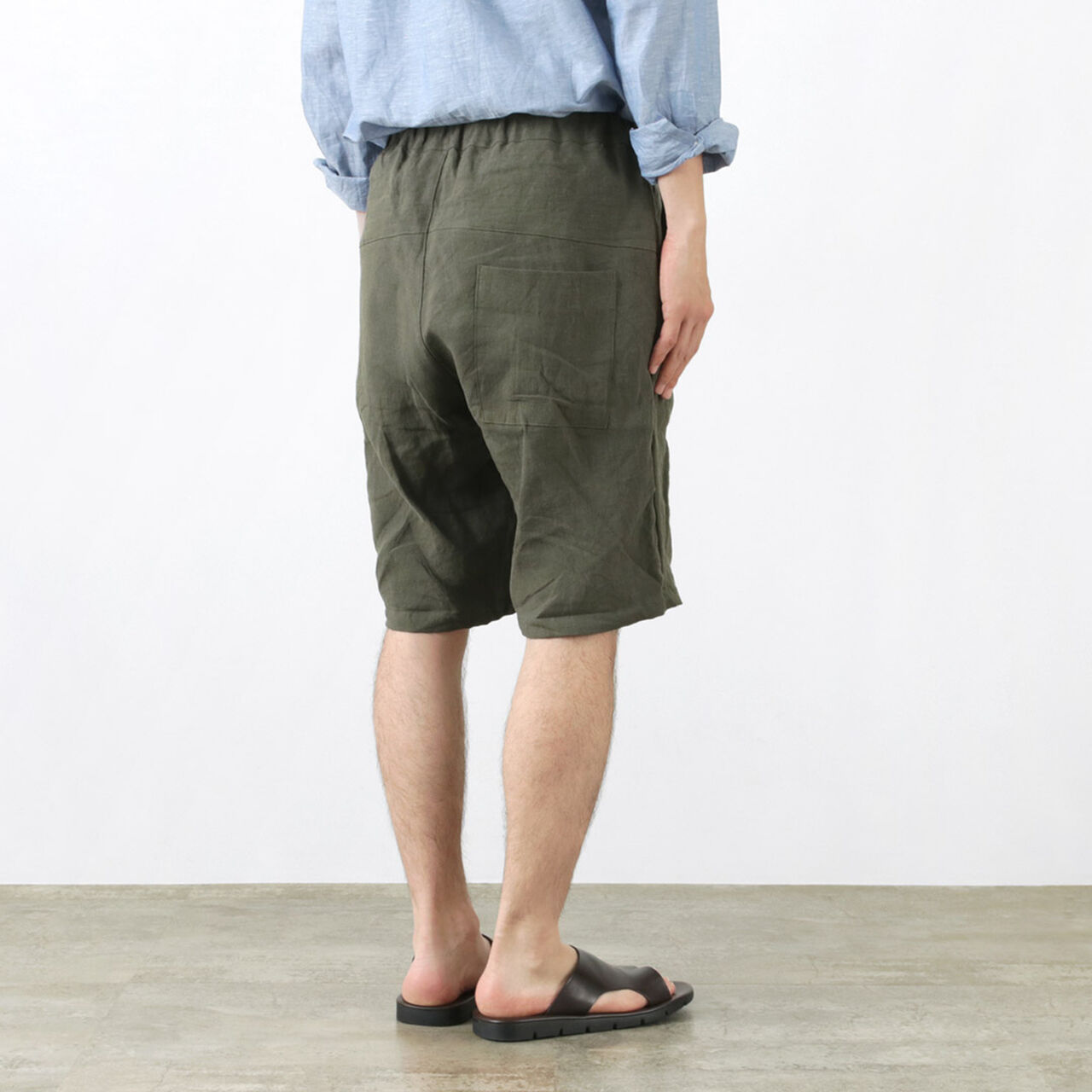 French Linen Tuck Half Pants,, large image number 9