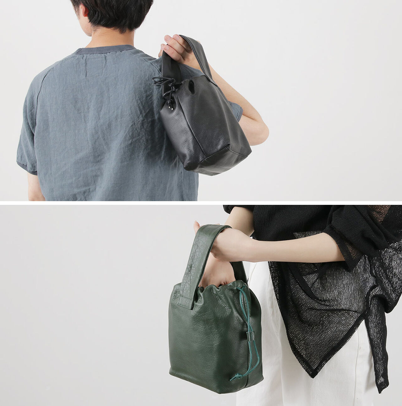 Drawstring Tote Cowhide Leather,, large image number 4