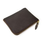 Leather Round Slim Short Wallet,Brown, swatch