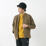 Airy Wool Collarless Single Zip Jacket,Brown, swatch