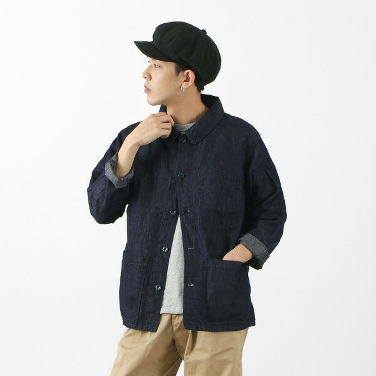 Special Order RJB7070 Summer French Coverall Jacket Cotton Linen Denim,, large image number 13