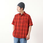 F3449 Half Sleeve Check Ball Shirt,Red, swatch