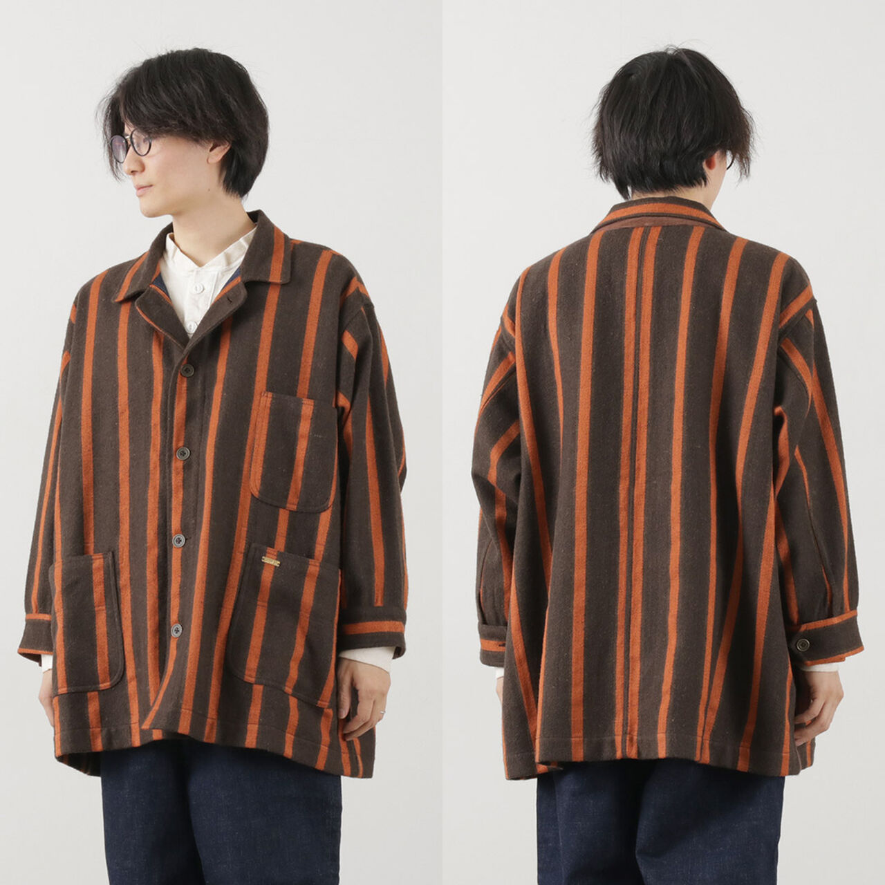 Old School Stripe Loose Fit Coverall Coat,, large image number 10