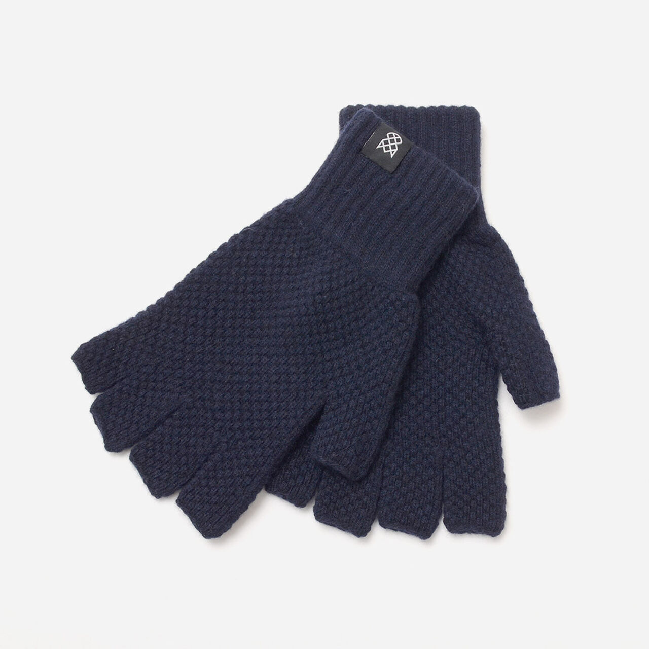 Special Order Tuck Stitch Half Finger Knit Glove,Navy, large image number 0