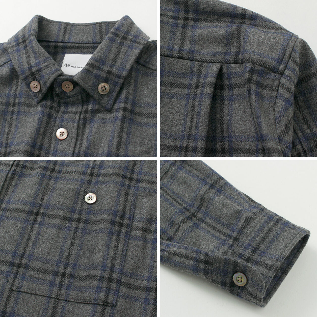 Craft Wool Check CPO Button Down Shirt,, large image number 12