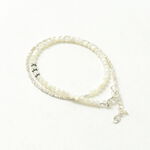 Round shell wrap bracelet with Karen silver flat bead,White, swatch
