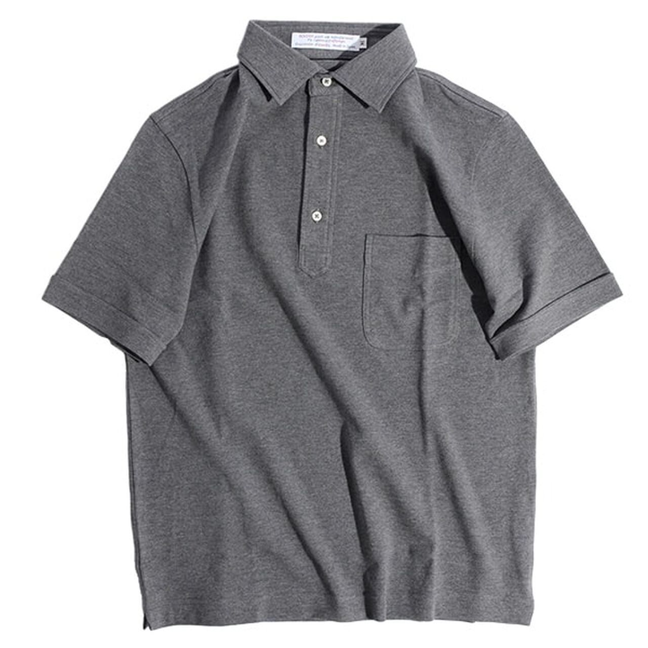 Premium Cotton Widespread Polo Shirt/Short Sleeves,Charcoal, large image number 0