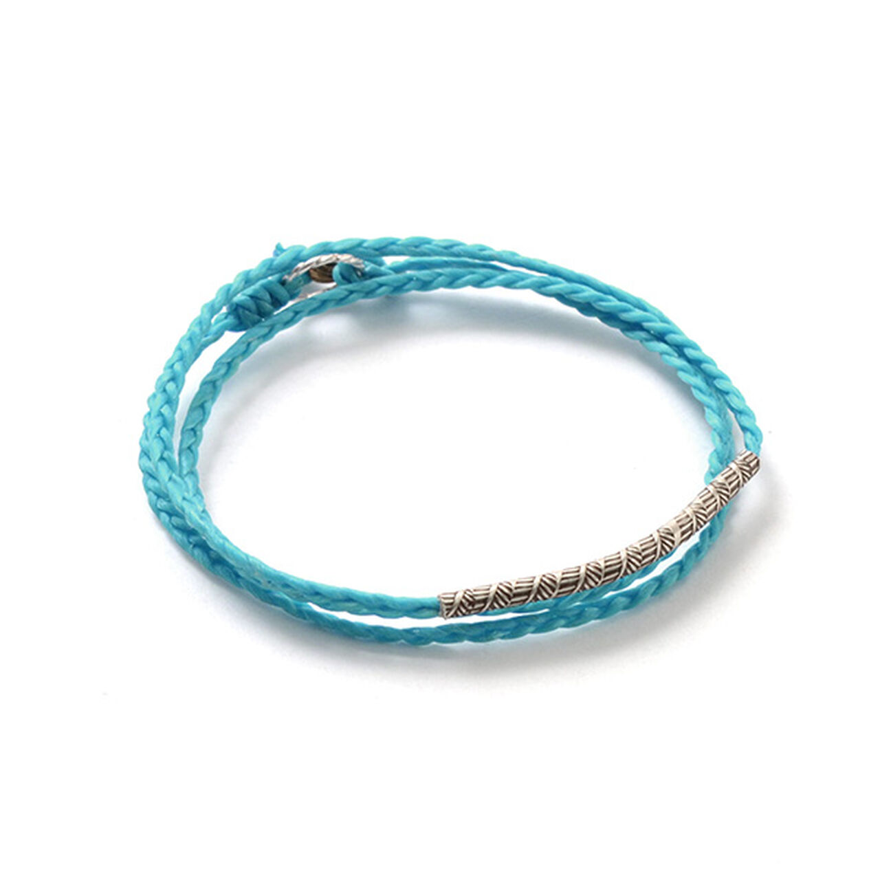 Wax Cord Karen Silver Tube Anklet / Bracelet / Necklace,Turquoise, large image number 0
