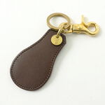 Butello leather shoehorn key ring,Brown, swatch
