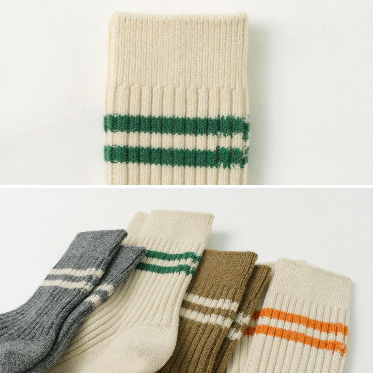 Merino Lambs Wool Striped Socks,, large image number 6