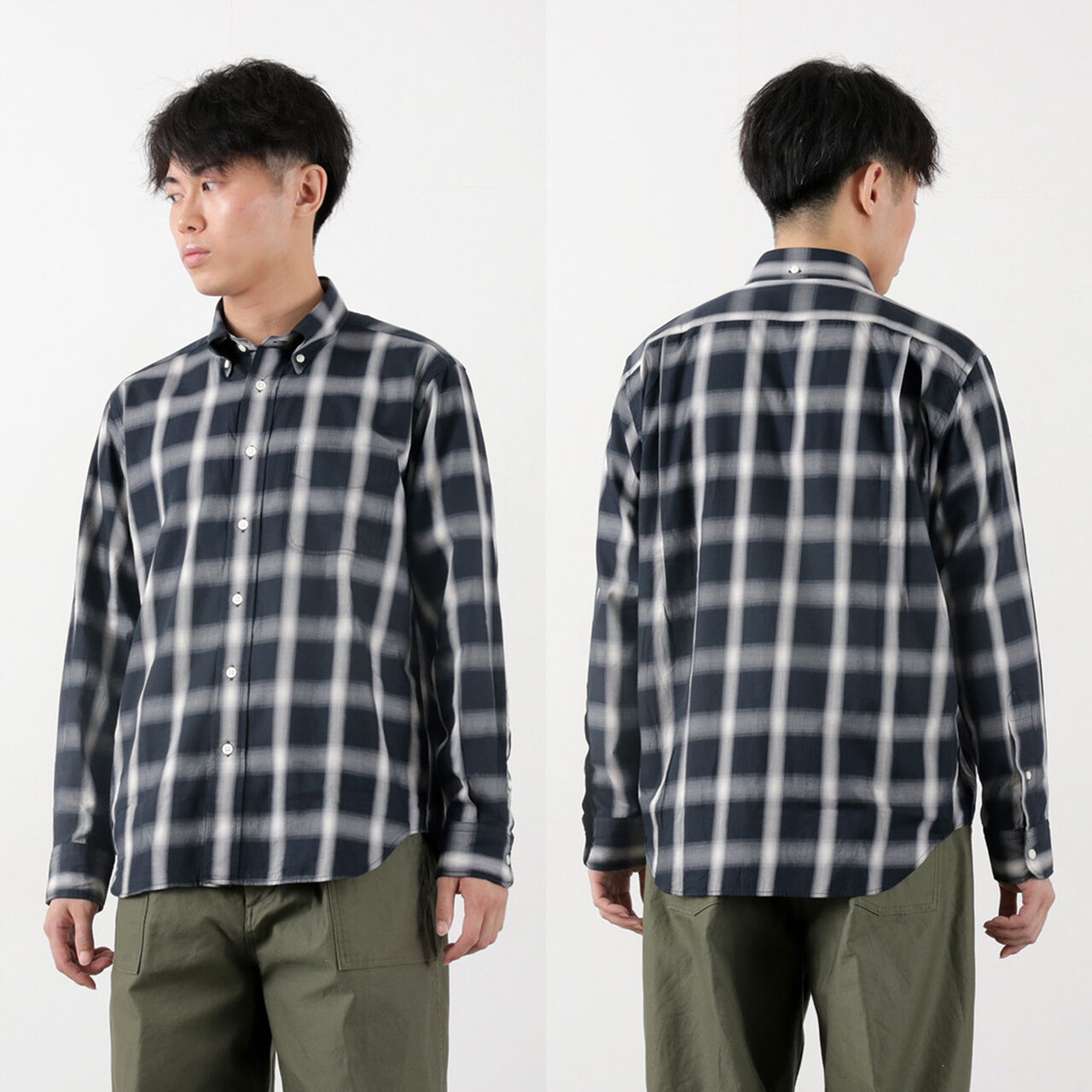 Ombre Check Button Down Shirt Classic Fit,, large image number 12