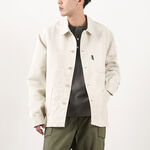 Linen cotton coverall jacket,White, swatch