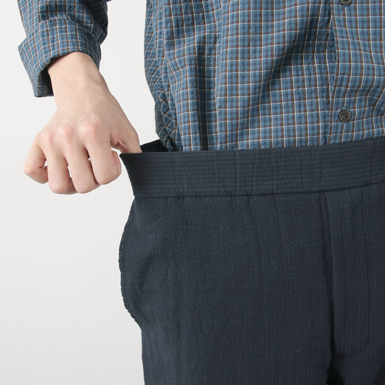 Cotton Linen Seersucker Easy Pants,, large image number 7