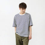 BORDER LOOSE S/S T-SHIRT,Navy, swatch