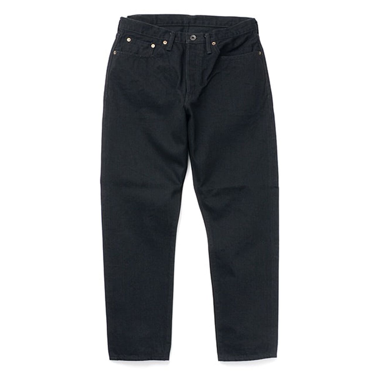 Black denim tapered 5P trousers,Black, large image number 0
