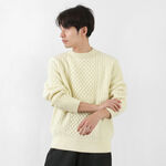 Reborn Wool Aran Knit Pullover,White, swatch