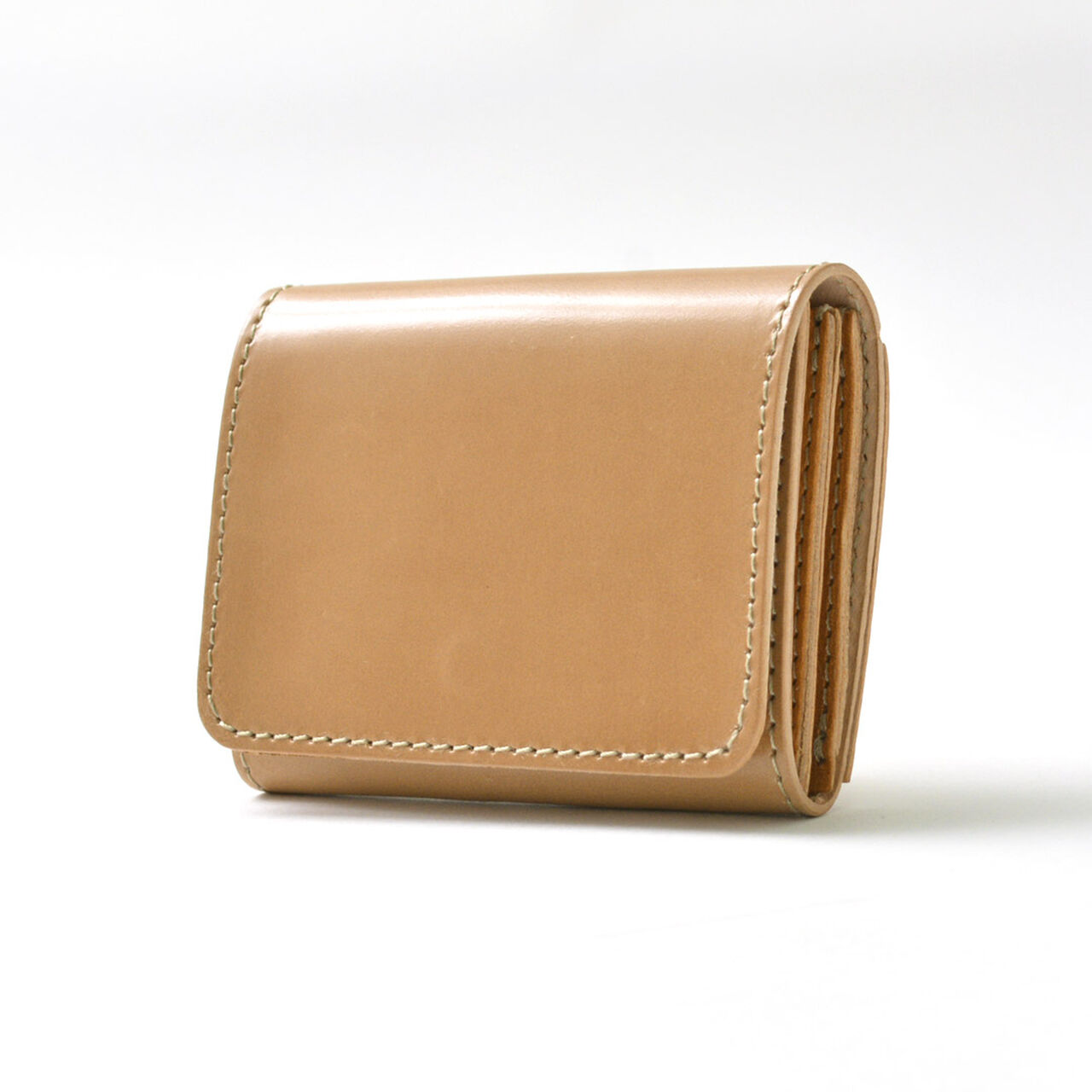 Cordovan compact wallet,Beige, large image number 0