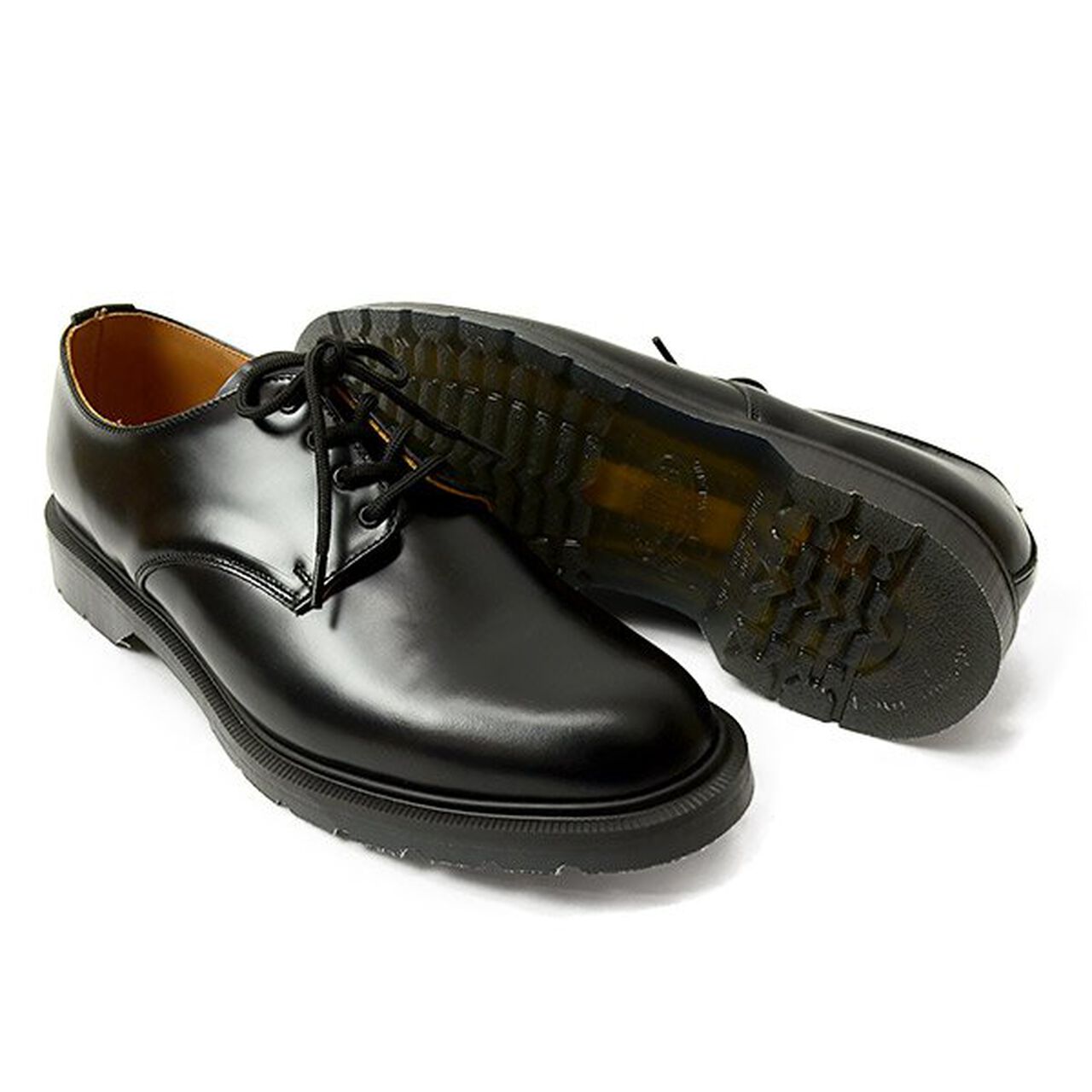 Plain toe 4 eyelet shoes,Black, large image number 0