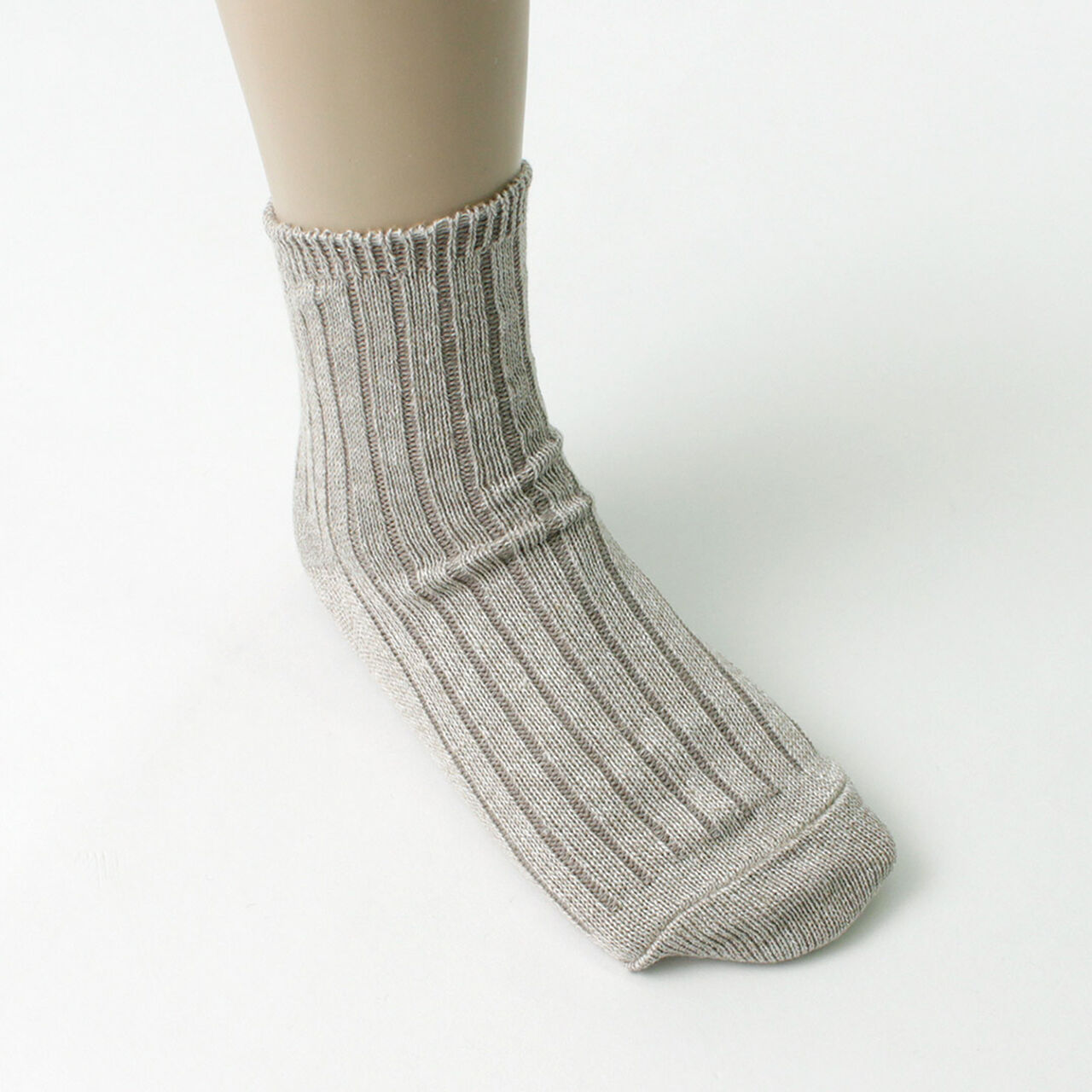 R1462 Short linen cotton ribbed socks,, large image number 4