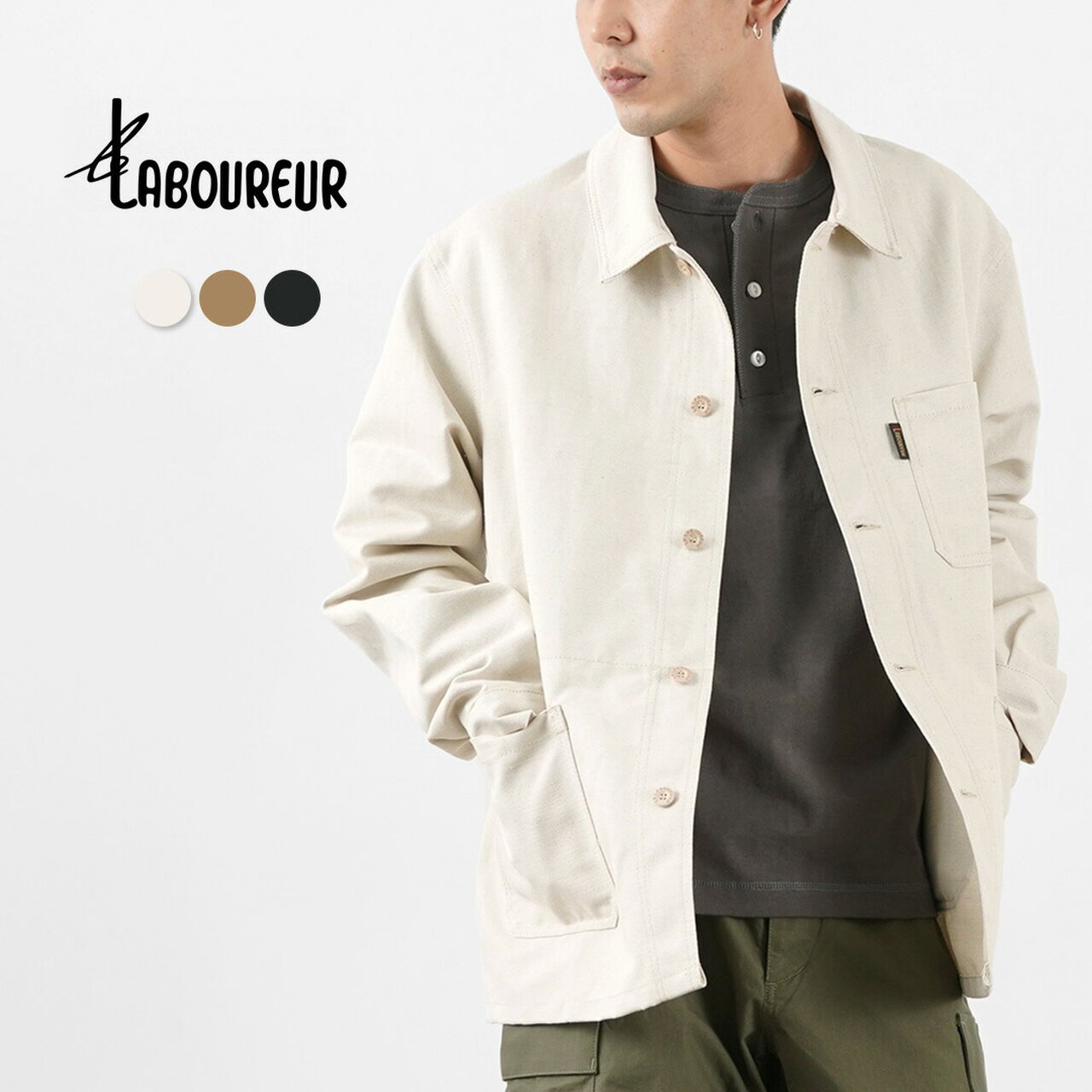 Linen cotton coverall jacket,, large image number 1