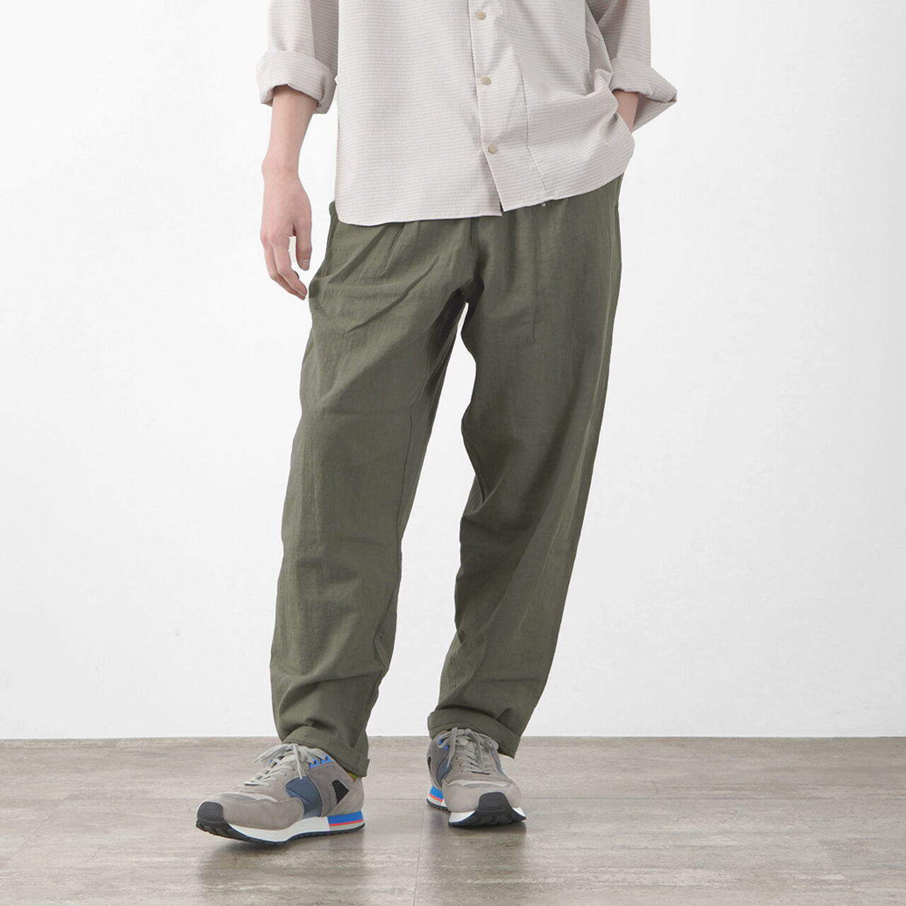 Track trousers Linen,OliveDrab, large image number 0
