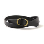 Holeless leather buckle belt / 18mm,Black, swatch