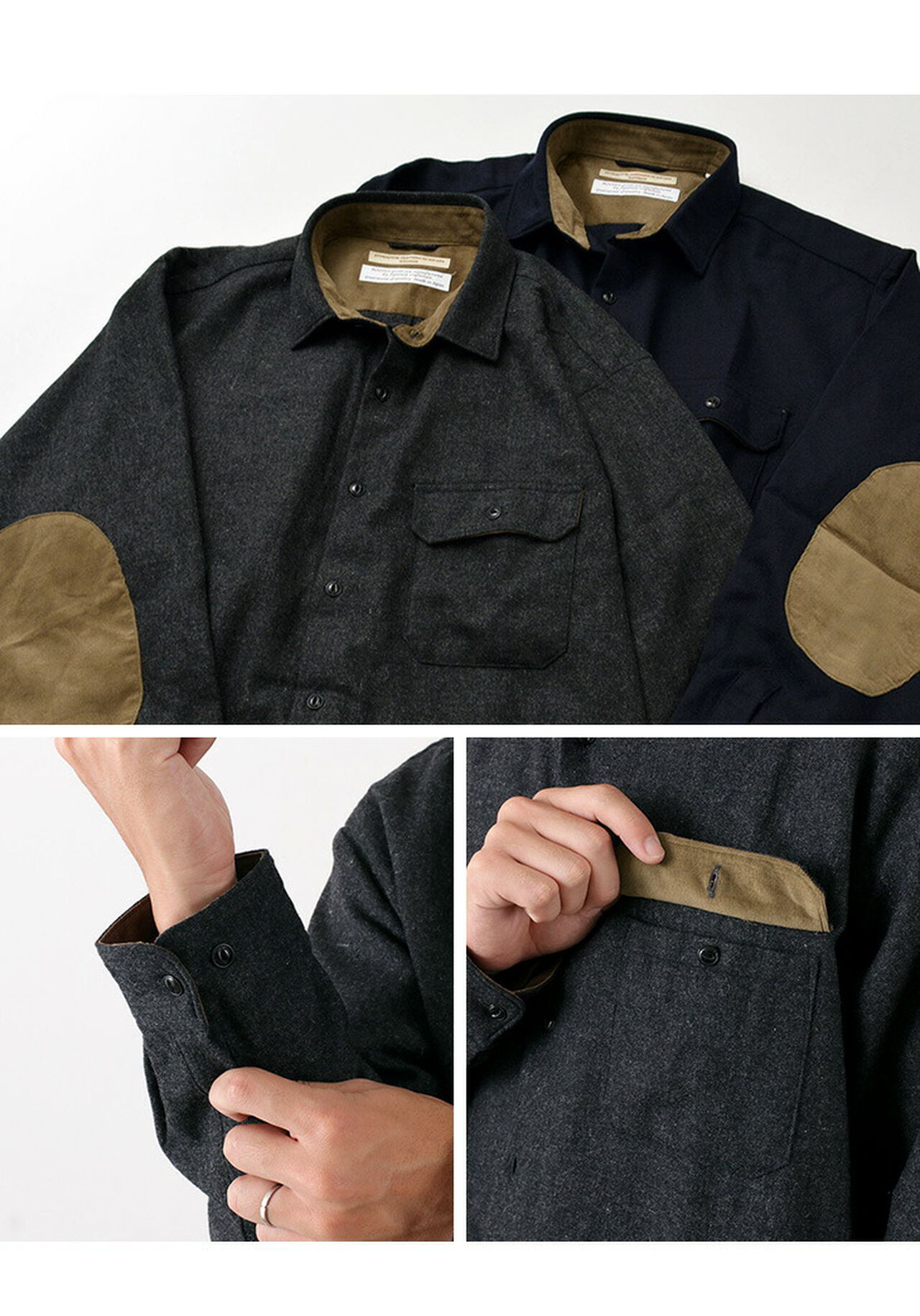 Retro Hunting Washable Wool Shirt / Elbow Patch,, large image number 5