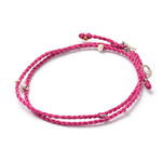 Wax Cord Silver Necklace,Pink, swatch