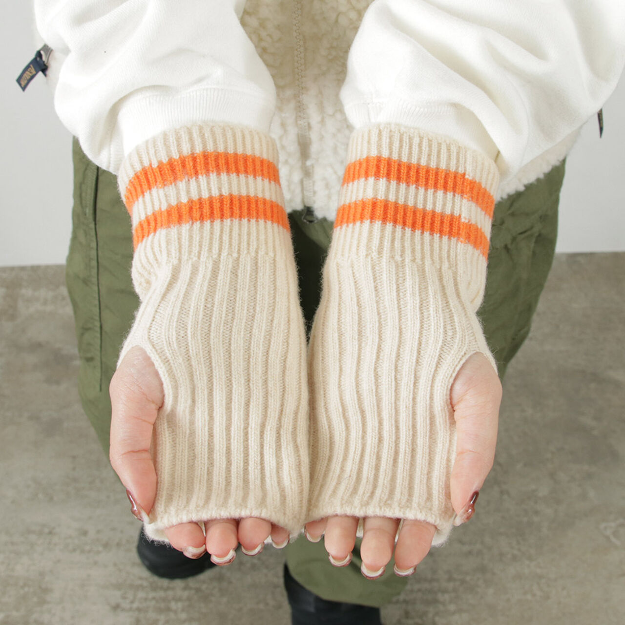 Striped Seamless Hand Warmer Merino Lamb Wool,, large image number 9