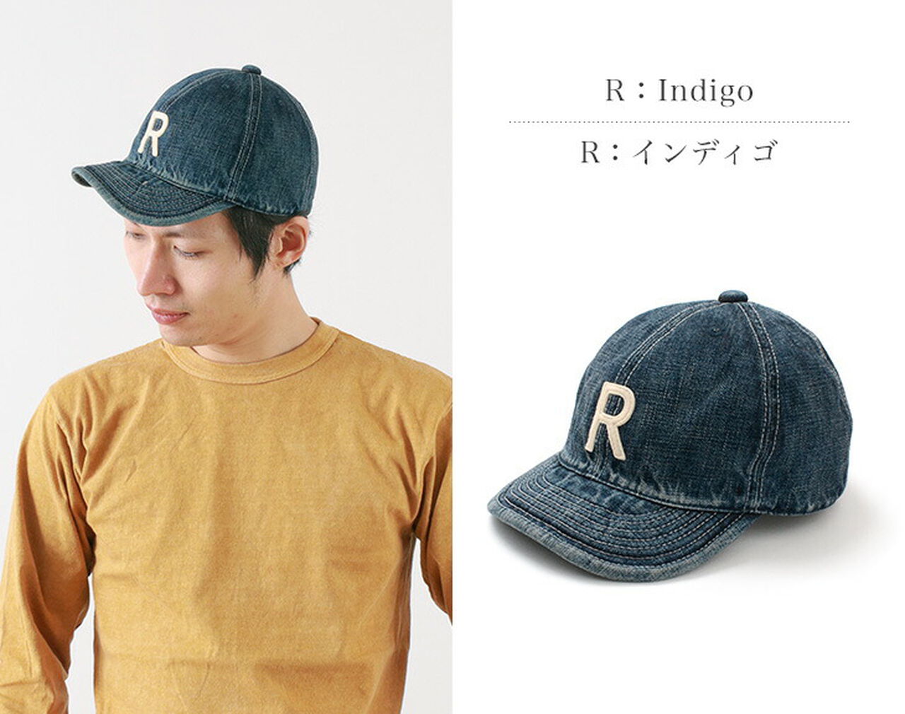 Special order selvage denim cap with initials badge,, large image number 3