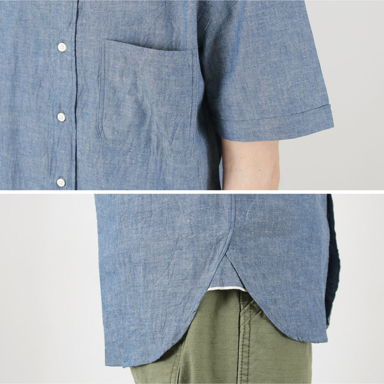 Selvage Chambray S/S Button Down Shirt,, large image number 8