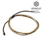 Two strand waxed cord Karen silver anklet,Gold, swatch