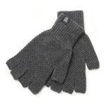 Tuck stitch half-finger knitted glove,Charcoal, swatch