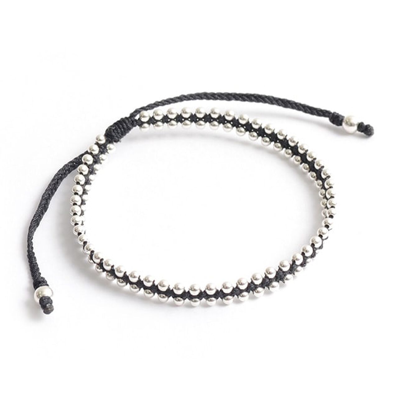 Silver Ball Beads Duo Bracelet,Black, large image number 0