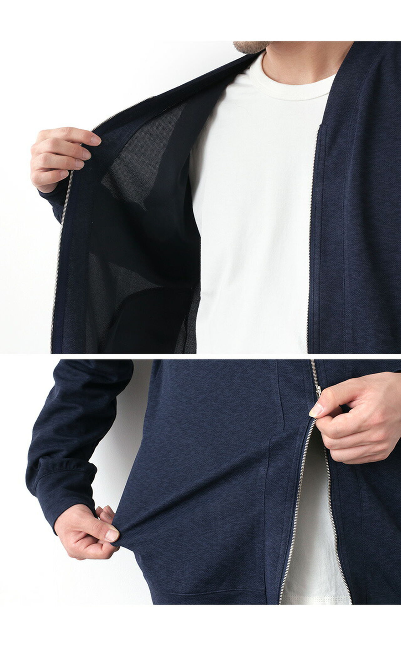 Mesh double face zip cardigan,, large image number 5