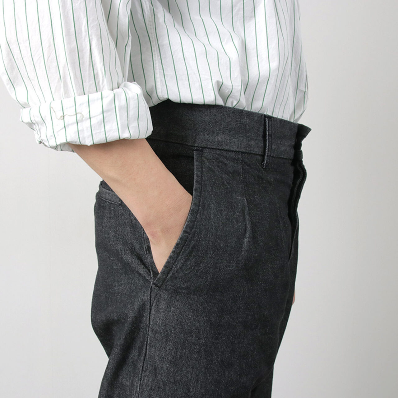 2 Tuck Trousers Light Ounce Denim,, large image number 9
