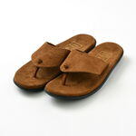 Wide strap thong leather sandal,PeanutTobacco, swatch