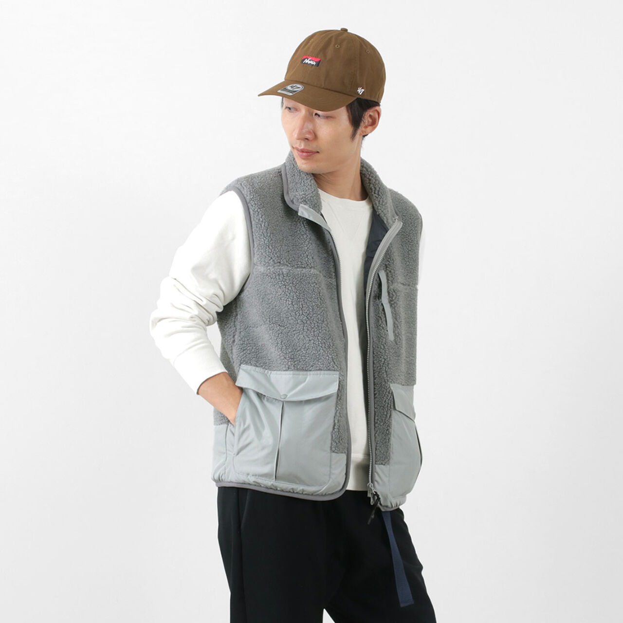 Boa Fleece Vest,Grey, large image number 0