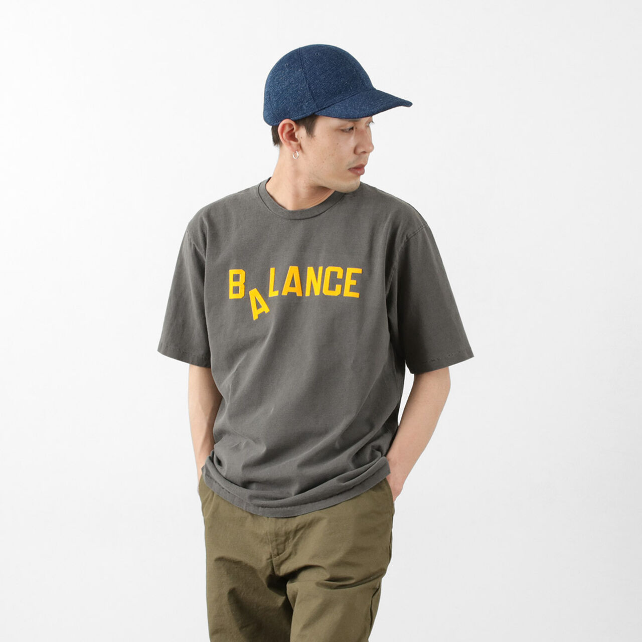 Basic crew print T-shirt (Balance),VintageBlack, large image number 0