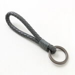 Braid Leather Key Chain,Grey, swatch