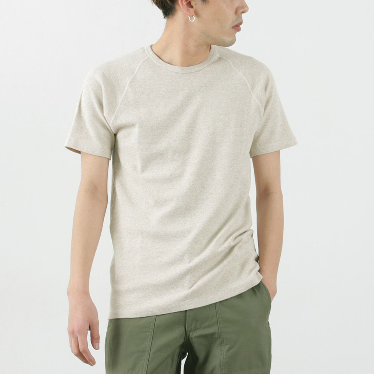 Raffy Spun-fleece Short-Sleeved T-Shirt,Oatmeal, large image number 0